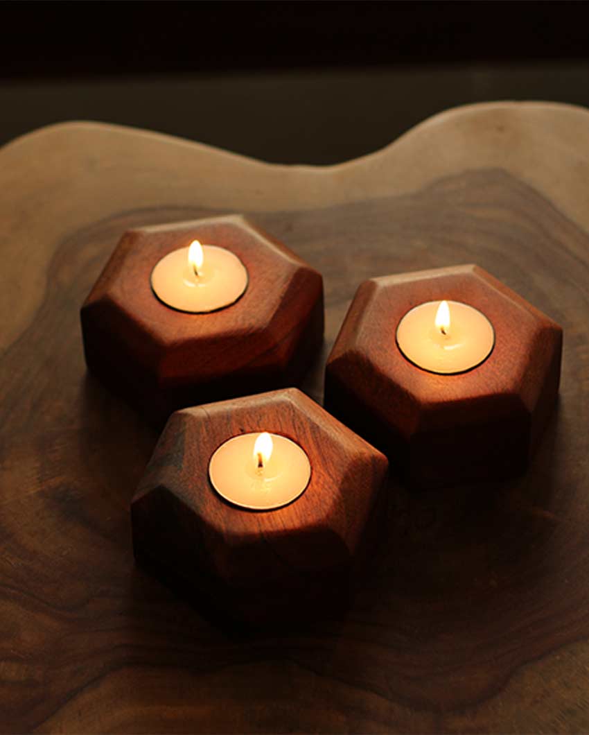 Elegant Candles With Holders | Set of 3 | 3 x 3 inches