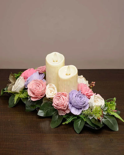 Charming Flower Arrangement With Candles