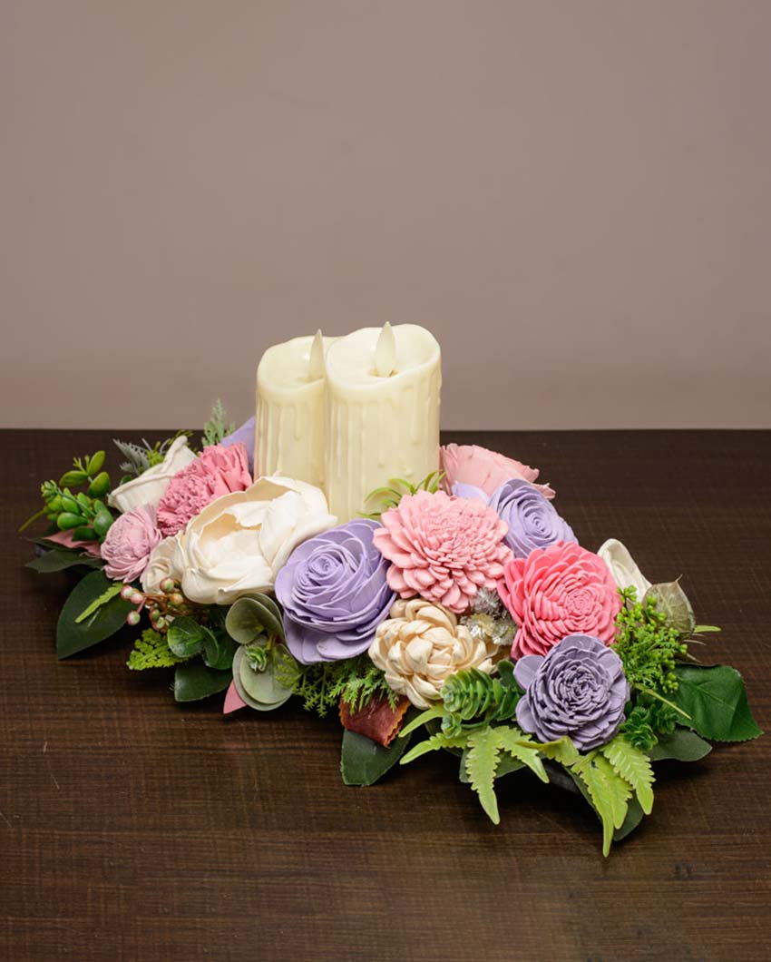 Charming Flower Arrangement With Candles