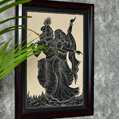 Ceramic Radha Krishna Black Wall Accent Decorative | 12 x 2 x 20 inches