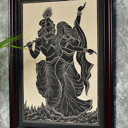 Ceramic Radha Krishna Black Wall Accent Decorative | 12 x 2 x 20 inches