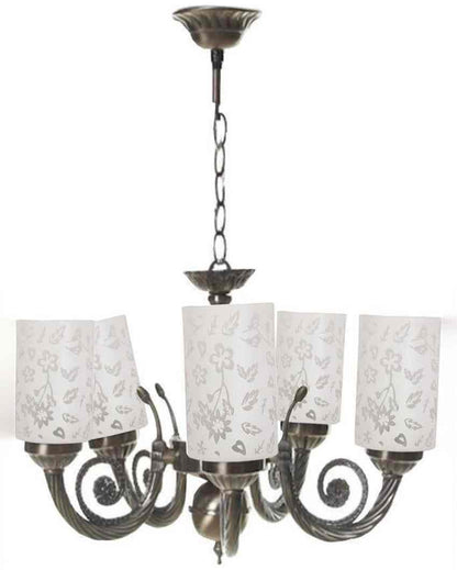 Chic Metal Fitting Five Glass Shade Chandelier Jhoomer | 17 x 17 x 16 inches