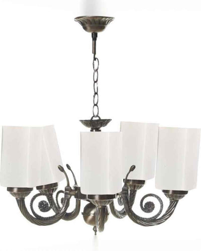 Rustic Metal Fitting Five Glass Shade Chandelier Jhoomer | 17 x 17 x 16 inches