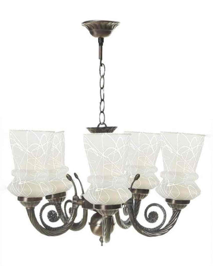 Refined Metal Fitting Five Glass Shade Chandelier Jhoomer | 19 x 19 x 16 inches