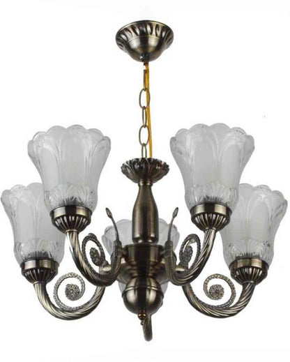 Stylish Pendent Five Glass Shades Ceiling Chandeliers Jhoomer | 19 x 19 x 17 inches