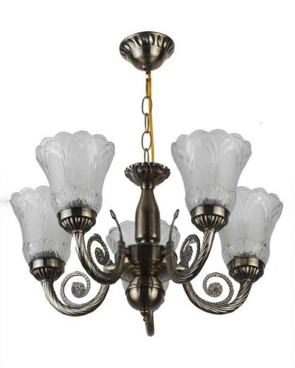 Stylish Pendent Five Glass Shades Ceiling Chandeliers Jhoomer | 19 x 19 x 17 inches