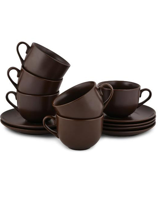Choco Brown Porcelain Cup & Saucer Set