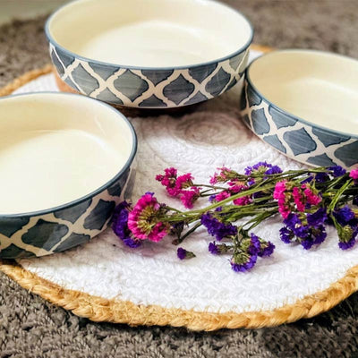 Vintage Flat Ceramic Bowl | Set Of 3