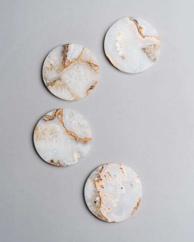 Classic Agate Round Stone Coaster | Set of 4