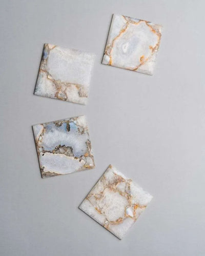 Classic Agate Square Stone Coaster | Set of 4