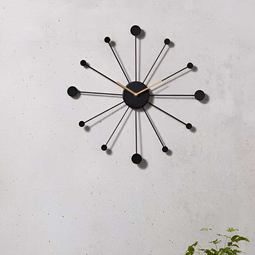 Sunray Black Metal Round Wall Clock | 14 x 2 x 14 inches