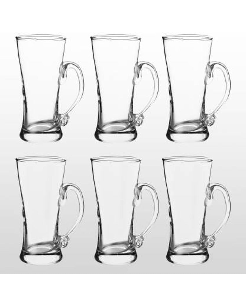 Clear Beer Glasses Mugs | Set of 6 | 340 ML | 6 x 2 x 2 inches