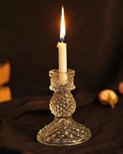 Clear Modern Touch Glass Candle Holder | 4 x 3 x 3 inches