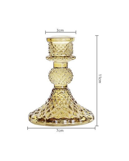 Rafeal Antique Glass Candle Stands | Set Of 2 | 3 x 3 x 4.3 inches