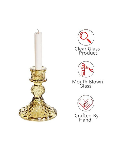 Rafeal Antique Glass Candle Stands | Set Of 2 | 3 x 3 x 4.3 inches