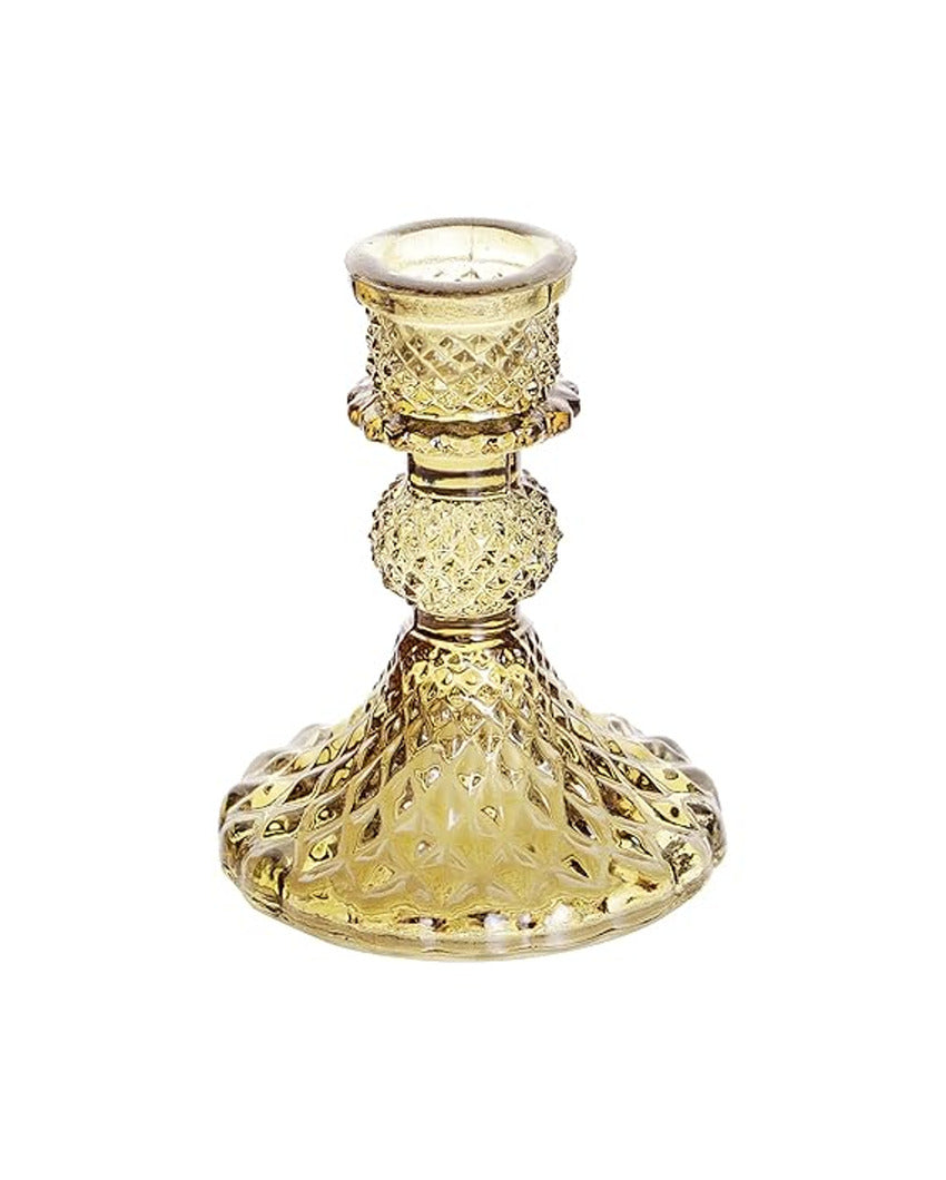 Rafeal Antique Glass Candle Stands | Set Of 2 | 3 x 3 x 4.3 inches