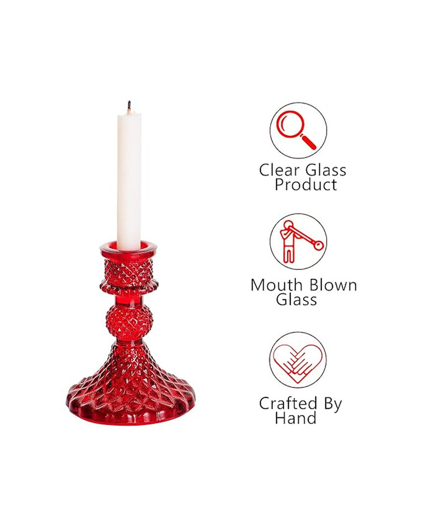 Rafeal Antique Glass Candle Stands | Set Of 2 | 3 x 3 x 4.3 inches