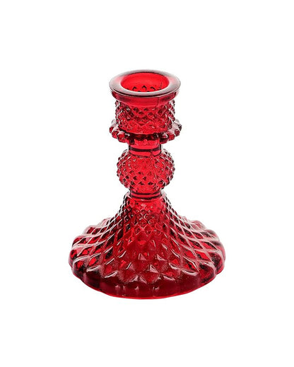 Rafeal Antique Glass Candle Stands | Set Of 2 | 3 x 3 x 4.3 inches