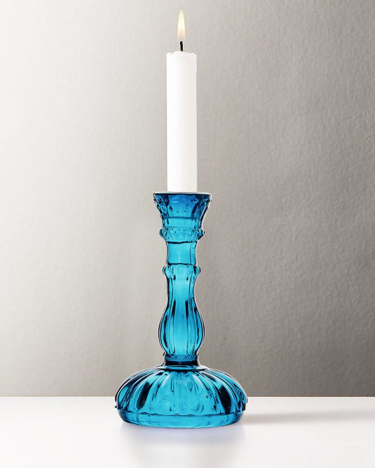 Alenjadro Antique Glass Candle Stand Blue