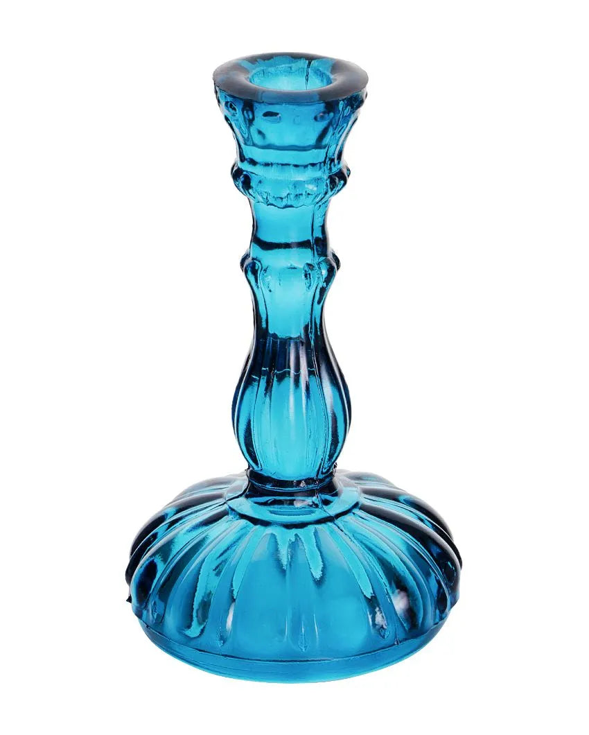 Alenjadro Antique Glass Candle Stand Blue