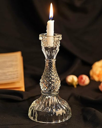 Clear Timeless Beauty Antique Glass Candle Holder | 3 x 2 x 2 inches