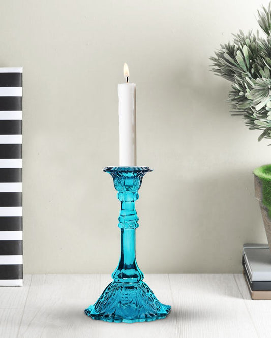 Glabriel Antique Glass Candle Stand Blue
