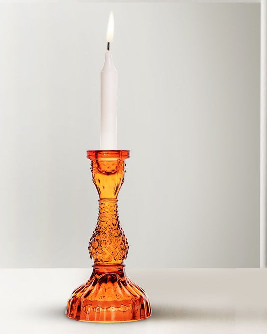 Orange Antique Glass Candle Stand