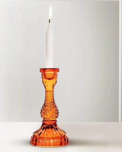 Orange Antique Glass Candle Stand