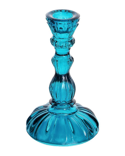 Antique Glass Candle Stand Blue