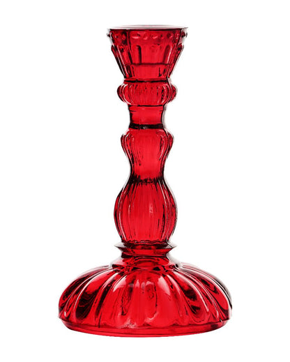 Antique Glass Candle Stand Red