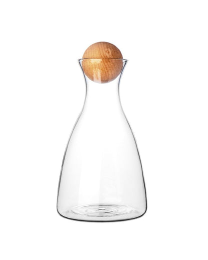 Glass Decanters with Wood Stoppers | Set of 6 | 1.7 ltr | 3 x 8 inches