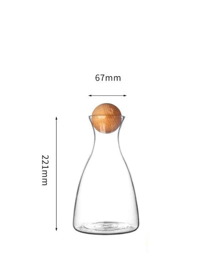 Glass Decanters with Wood Stoppers | Set of 6 | 1.7 ltr | 3 x 8 inches