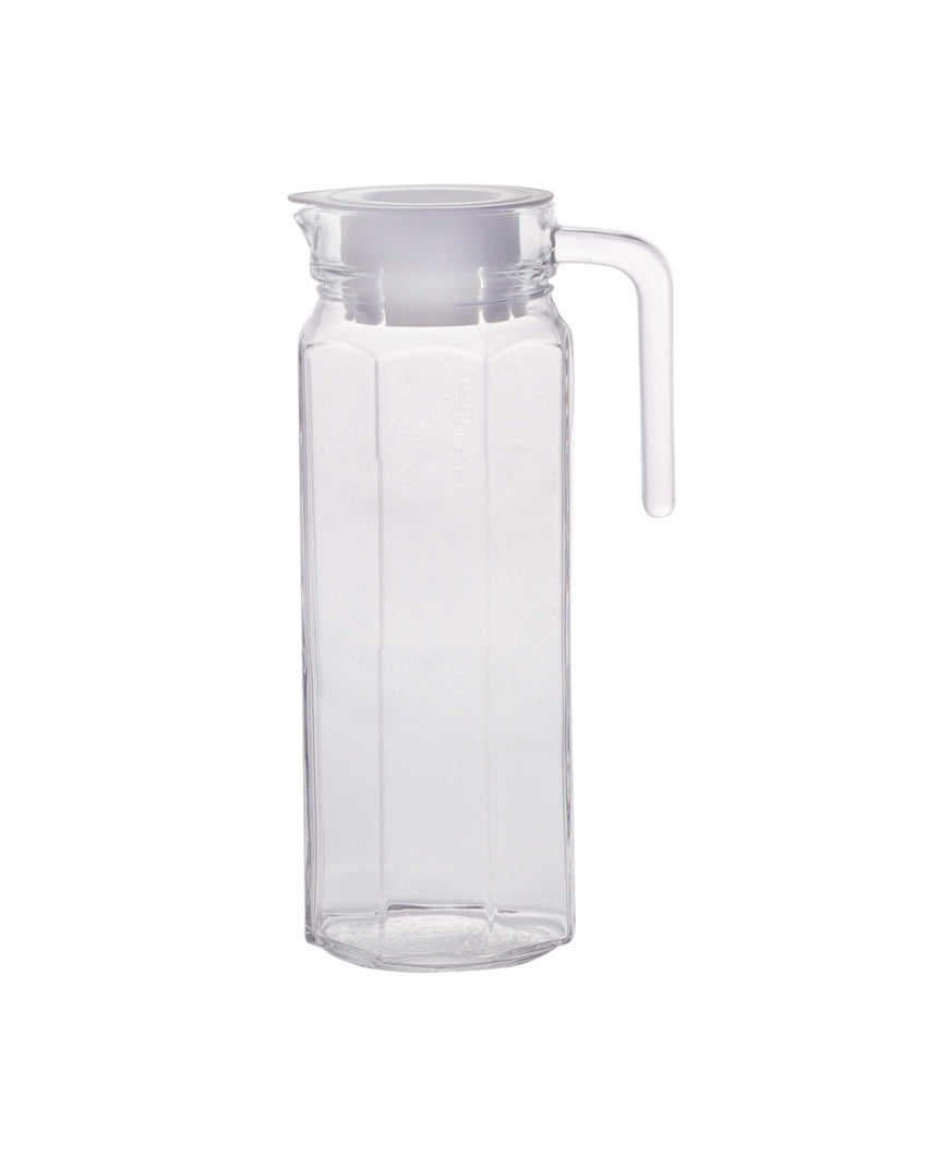 Elegant Glass Pitcher with Plastic Lid  Perfect for Water, Milk, Juice, Lassi | 1050 ML