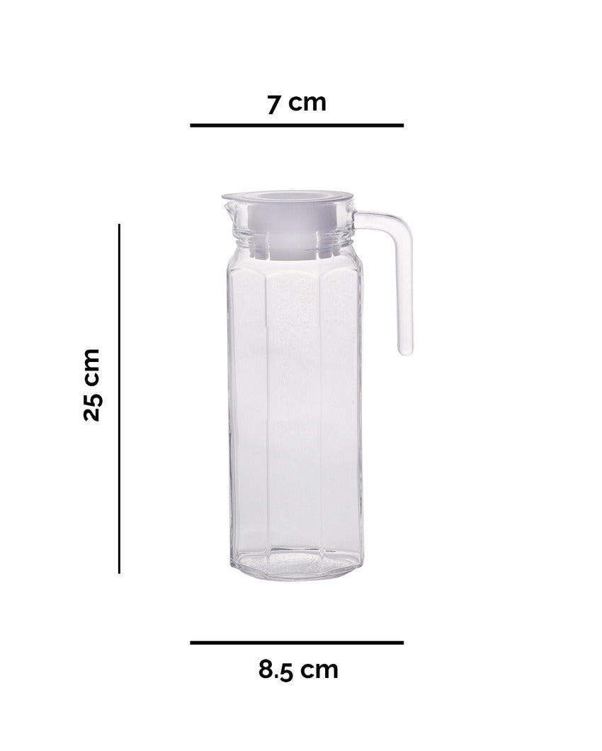 Elegant Glass Pitcher with Plastic Lid  Perfect for Water, Milk, Juice, Lassi | 1050 ML