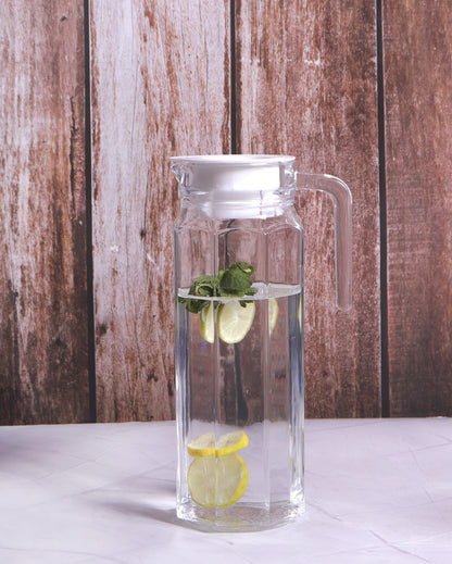 Elegant Glass Pitcher with Plastic Lid  Perfect for Water, Milk, Juice, Lassi | 1050 ML