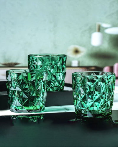 Emerald Green Drinking Glasses | Set of 6 | 400 ml | 5 x 3 inches