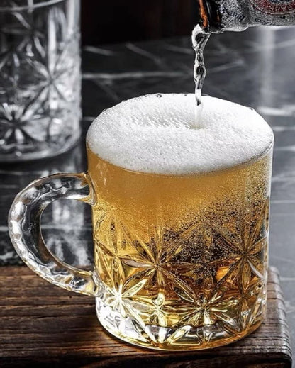 Diamond Cut Beer Mugs | Set of 2 | 400 ml | 3 x 4 inches