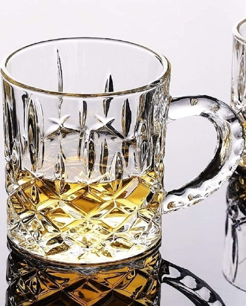 Diamond Cut Beer Mugs | Set of 2 | 400 ml | 3 x 4 inches