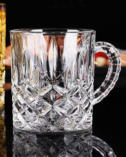 Diamond Cut Beer Mugs | Set of 2 | 400 ml | 3 x 4 inches