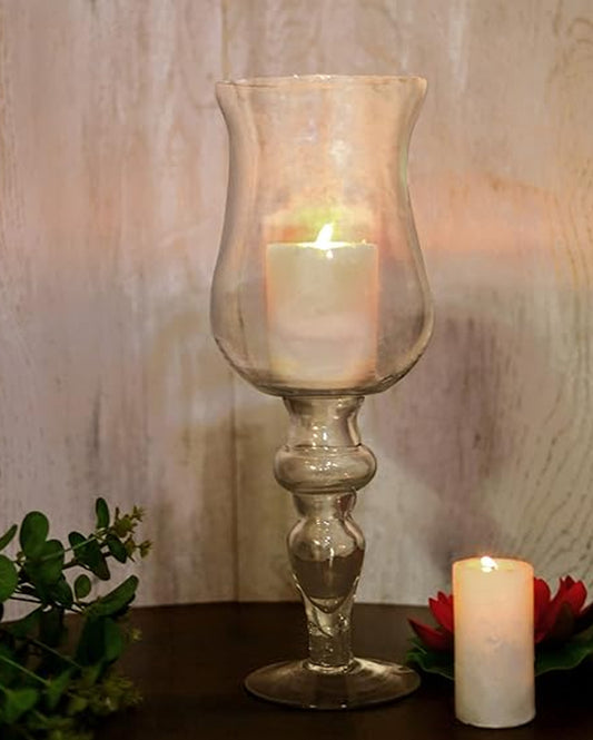 Clear Elegant Look Hurricane Glass Cup Shape Tea Light Candle Holder | 17 x 6 x 6 inches