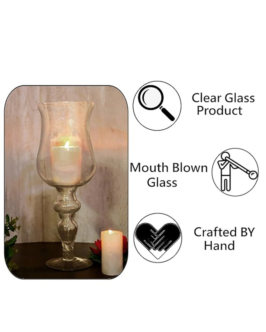 Clear Elegant Look Hurricane Glass Cup Shape Tea Light Candle Holder | 17 x 6 x 6 inches