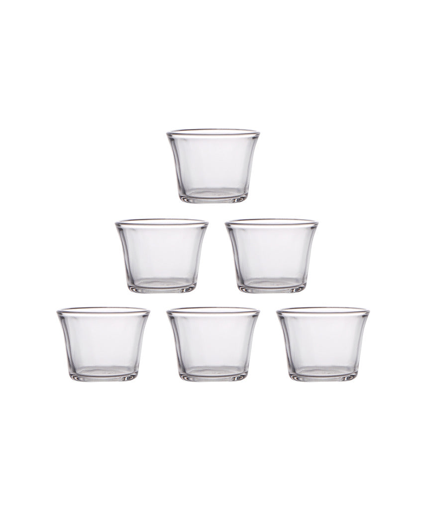 Clear Trendy Shot Glasses | Set of 6 | 50 ML | 5 x 6 x 5 inches