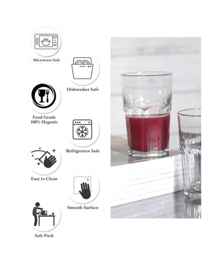 Clear Premium Juice and Water Glasses | Set of 6 | 320 ML | 12 x 7 x 6 inches