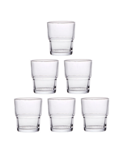 Clear Elegant Juice and Tea Glasses | Set of 6 | 150 ML | 8 x 7 x 5 inches