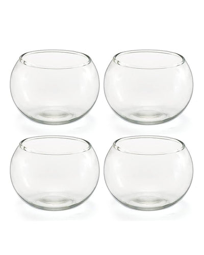 Clear Festive Decor Decorative Glass Tea Light Candle Holders | Set of 4 | 3 x 4 x 4 inches