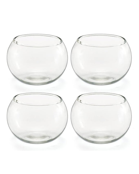 Clear Festive Decor Decorative Glass Tea Light Candle Holders | Set of 4 | 3 x 4 x 4 inches