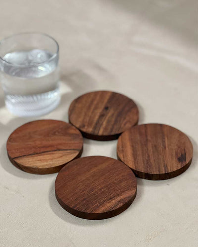 Elegant Wood Craft Coasters | Set of 4 | 4 inches