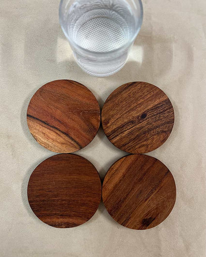 Elegant Wood Craft Coasters | Set of 4 | 4 inches