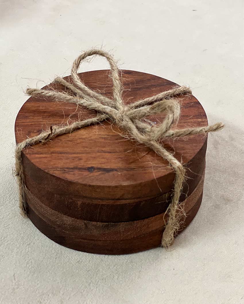 Elegant Wood Craft Coasters | Set of 4 | 4 inches