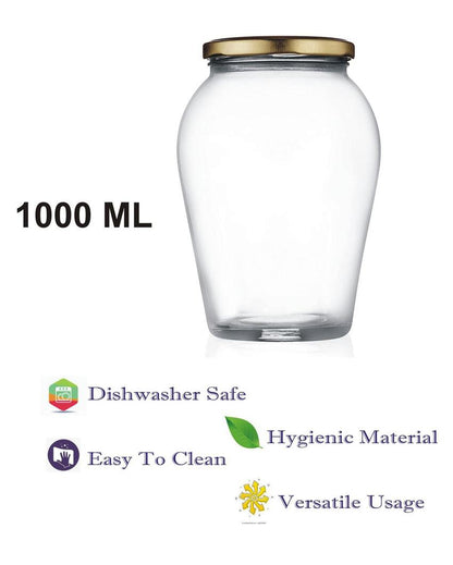 Large Somil Clear Glass Jar for Home Organization and Kitchen Use | 1000 ML | 5 x 5 inches